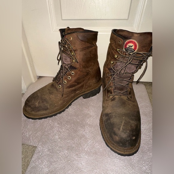 Red wing Irish Setter Brown Leather ultradry weatherproof safety toe Boots 8 main image 4